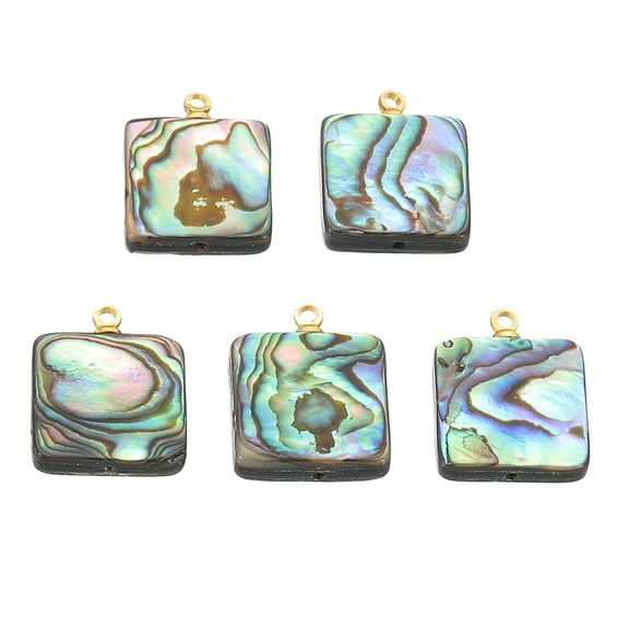 Uxcell Natural Abalone Shell Charm 5 Pcs Square Paua Shell Pendant for Carvings Decoration Mix Colors 14mm