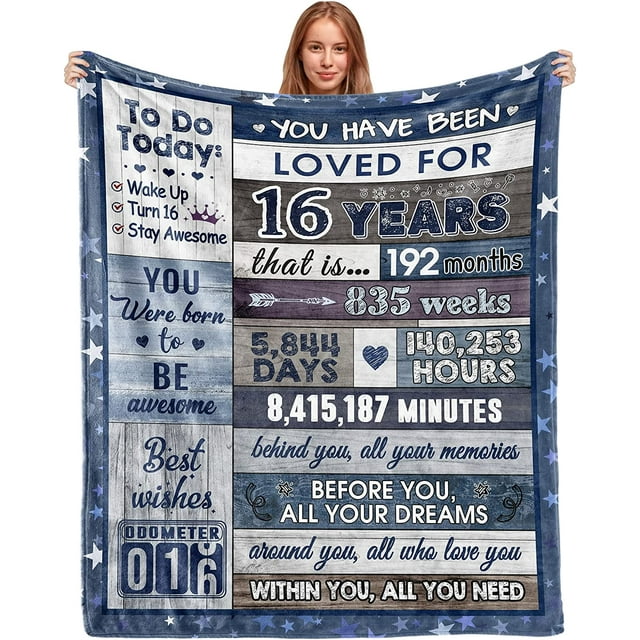 LHSHID 16th Birthday Gifts for Boys Girls Sweet 16 Gifts for Girls Boys Gifts for 16 Year Old Boy 16 Year Old Boy Birthday Gift Ideas 16th Birthday Decorations for Boys 16 Birthday Blanket 40"x50"