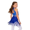 thumbnail image 2 of Haitryli Girls Sequins Tassel Jazz Latin Dance Dress Outfits Metallic Crop Top with Briefs Skirt for Ballroom Dancing Royal Blue 8, 2 of 7