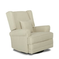 Evolur Melbourne Wing Back Swivel Glider I Nursery Glider I Durable Soft Fabric I Bonus Pillow In Shell