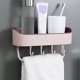 thumbnail image 5 of Estante de succión Cateissary para ducha de baño cesta de almacenamiento montada en la pared Rosado morado, 5 of 6