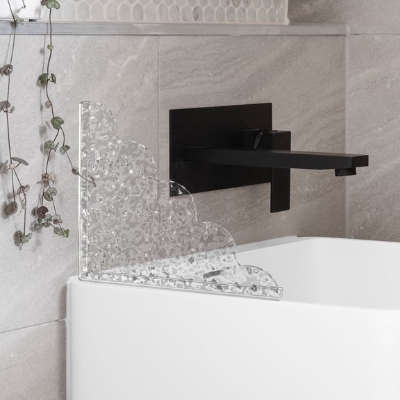 Wekvgz 2pcs Acrylic Shower Splash Guards with Silicone Base Waterproof Transparent Bathtub Water Guards Easy to Install Wear Resistant Tub Corner Guards for Bathroom