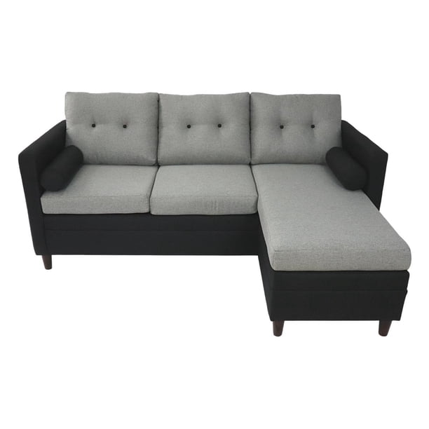 Sala Esquinera NORVAL Sala Monik Negro con Gris Pequeña Izquierda o Derecha