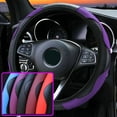 thumbnail image 2 of Car 37-38.5cm Steering Wheel Cover Breathable Anti Slip PU Leather Steering Covers Suitable Auto Decoration Carbon Fiber, 2 of 9