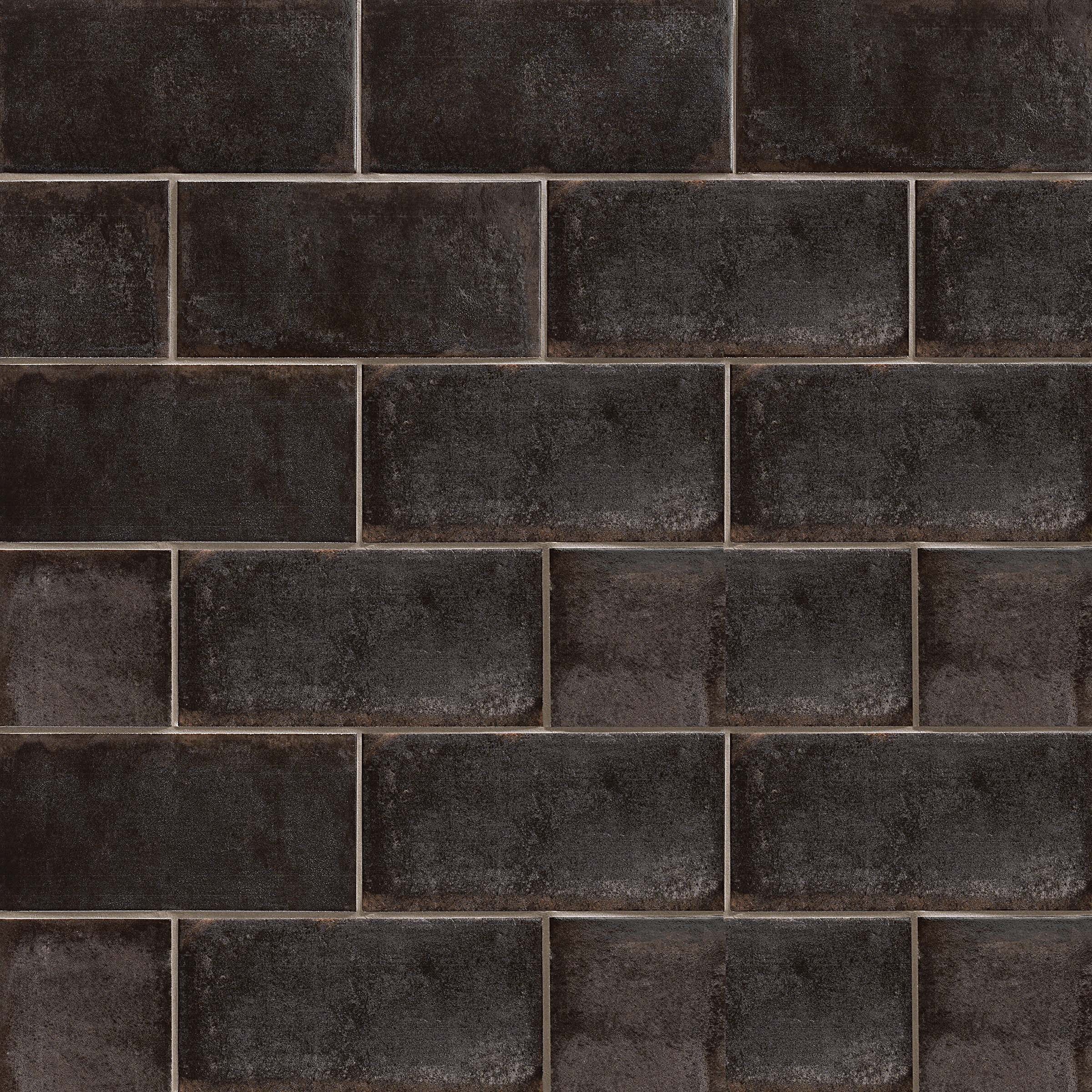 Caviar Black Glossy Rectangular Porcelain Floor and Wall Tile