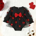 thumbnail image 2 of Ulitacool Girls Bodysuits Infant Long Sleeve Onesies Valentine'S Day Heart Romper Newborn Crew Neck Cute Wear Black 6-9 Months, 2 of 7