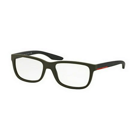 Prada PS02GV-UBW1O1 Linea Rossa Men's Green Frame Clear Lens 56mm Eyeglasses NIB