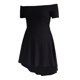 thumbnail image 2 of Vestido Hombros Descubiertos Sunnimix Alto y Bajo Mangas Cortas M Borgoña Negro, 2 of 8