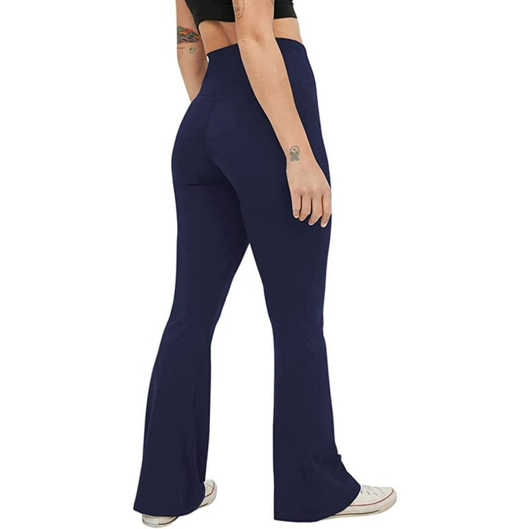 TOWED22 Women's Flare Leggings with Pockets-Crossover High Waisted