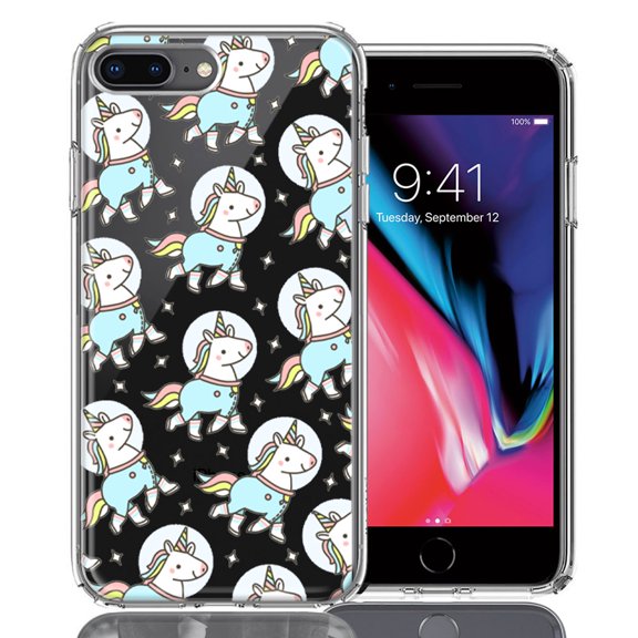 MUNDAZE For Apple iPhone 7/8 Plus Space Unicorns Design Double Layer Phone Case Cover