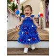 thumbnail image 3 of BemeyourBBs Toddler Baby Girl 4th of July Dress Outfit Kids Baby Girl Patriot Independence Day Clothes Sleeveless Red White Blue Star Tutu Tulle Dress Little Girls Summer Cake Smash Party Dress, 3 of 9