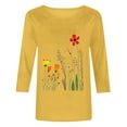 thumbnail image 4 of Viluyesy Round Neck T-Shirt for Womens 3/4 Sleeves Shirt Tops Fashionable Loose Blouse Yellow Size 2XL, 4 of 4