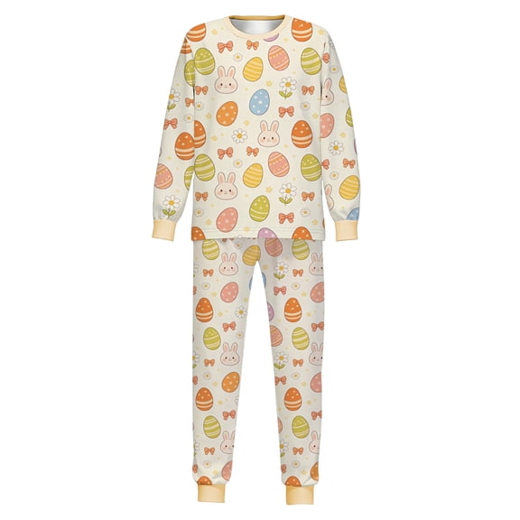 Tfken Toddler Boys Soft Pajamas Set Comfy Sleepwear Nightwear Fashion Lightweight Pajama Set Long Sleeve Pants Homewear Graphic Print Classic Loungewear Outfit Size 2-3 Years Yellow