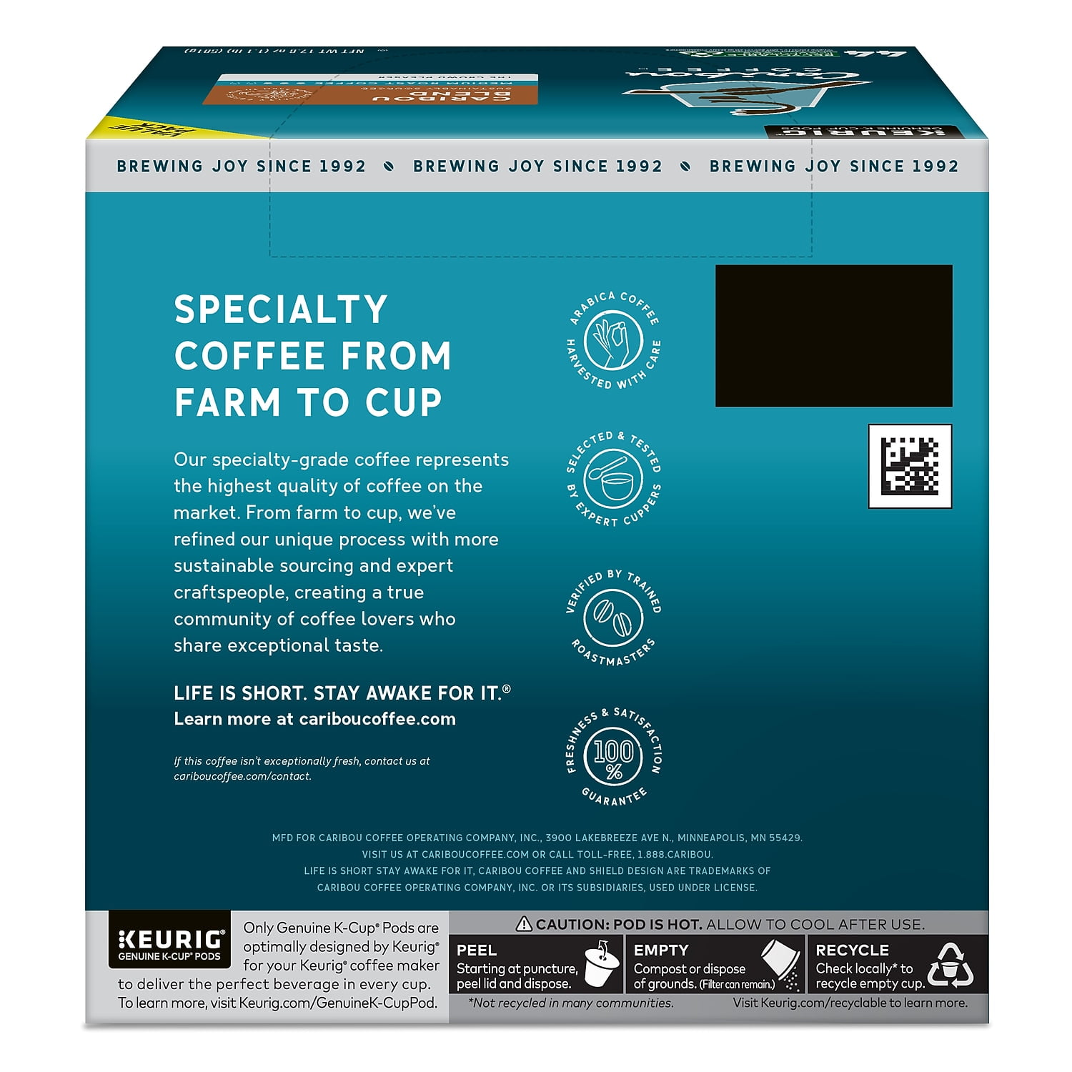 Caribou Coffee Caribou Blend Keurig® Single-Serve K-Cup® Pods, Medium Roast, Case of 44 K-Cup® Pods