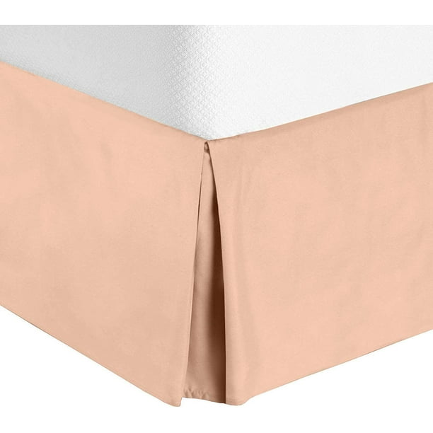 Bed Skirt Peach Solid 100 Percent Cotton Split Corner Pleated 1Pc Bed