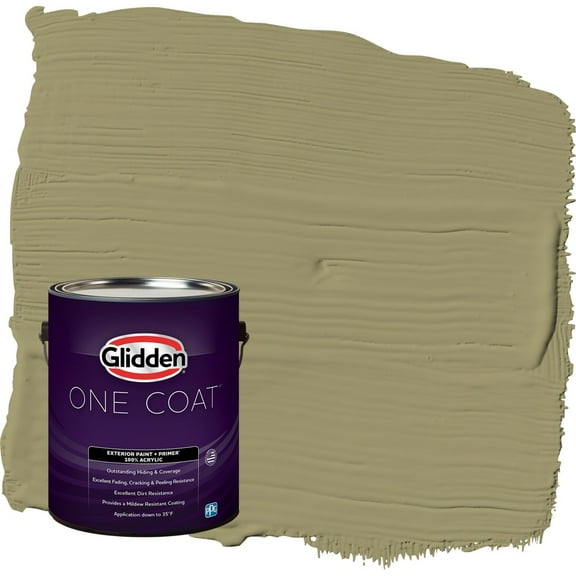 Glidden One Coat Sweet Annie / Green Satin Exterior Paint with Primer, 1 Gallon