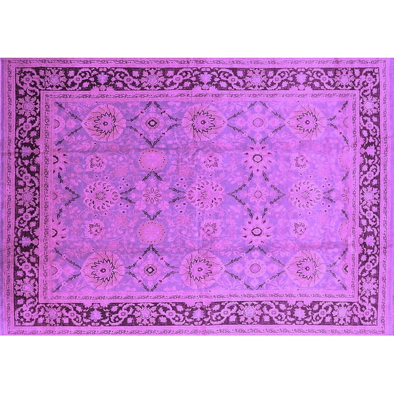 Ahgly Company Indoor Rectangle Oriental Purple Industrial Area Rugs, 7' x 10'