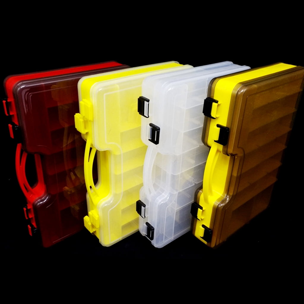 ANXPTIME Plastic Tackle Box Fishing Lures Case Double Sided Fishing Baits Box with Removable Dividers Accessory Storage Case