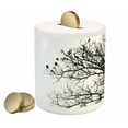 thumbnail image 2 of Nature Piggy Bank, Leafless Autumn Fall Tree Branches Tops Oak Forest Woodland Season Eco Theme, Ceramic Coin Bank Money Box for Cash Saving, 3.6" X 3.2", Black and White, by Ambesonne, 2 of 4