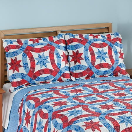 Collections Etc Americana Star Wedding Ring Pattern Pillow Sham