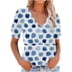 thumbnail image 1 of Tops de Mujer Elegantes Blusas Casuales Camisas Estampado de Moda Cuello en V Suelto Puff Camiseta de Manga Corta Top Blusa Jersey Odeerbi ODB155035, 1 of 5