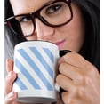 thumbnail image 2 of 3drose, Powder Blue and White Diagonal Stripe Pattern - Light Pastel Baby Blue Striped Stripy Monochrome, 11oz Two-tone Black Mug, 2 of 6