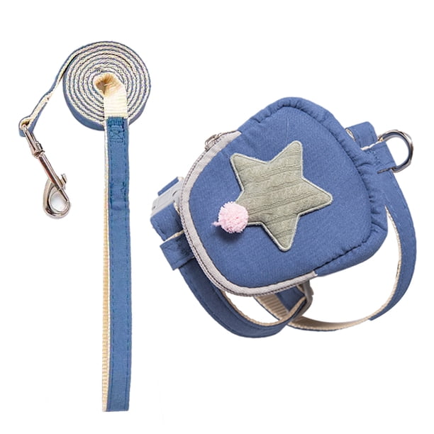Conjunto de correa y arnés para mascotas Correas ajustables Cinturón de chaleco suelto para gatos a prueba de escape de presión uniforme para exteriores Azul S (recomendado dentro de 2,5 kg/5,5 lb)