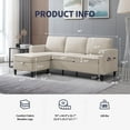 thumbnail image 2 of ijuicy L-Shaped Sectional Sofa with Flexible Storage Ottoman, 90"W Convertible Sofa Couch with Side Pockets, Living Room Furniture Set Suitable for Small Space/Apartment/Loft/Living Room Beige, 2 of 6