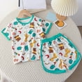 thumbnail image 2 of Yammkia Toddler Outfits For Girls Baby Girls Outfits Short Sleeve Rabbit Print Romper Waist Shorts 2pcs Clothes Set for 6-12 Months,Mint Green, 2 of 3