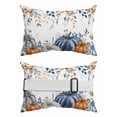 thumbnail image 2 of Pack of 2 Outdoor Lumbar Pillow Covers 11x16 Inch, Thanksgiving Fall Waterproof Throw Pillow Covers Set, Blue White Orange Pumpkin Leaves Indoor&Outdoor Decorative Cushion Cases for Patio Porch Car, 2 of 7