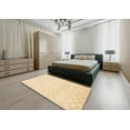 thumbnail image 5 of Ahgly Company Machine Washable Indoor Round Abstract Khaki Gold Area Rugs, 8' Round, 5 of 7