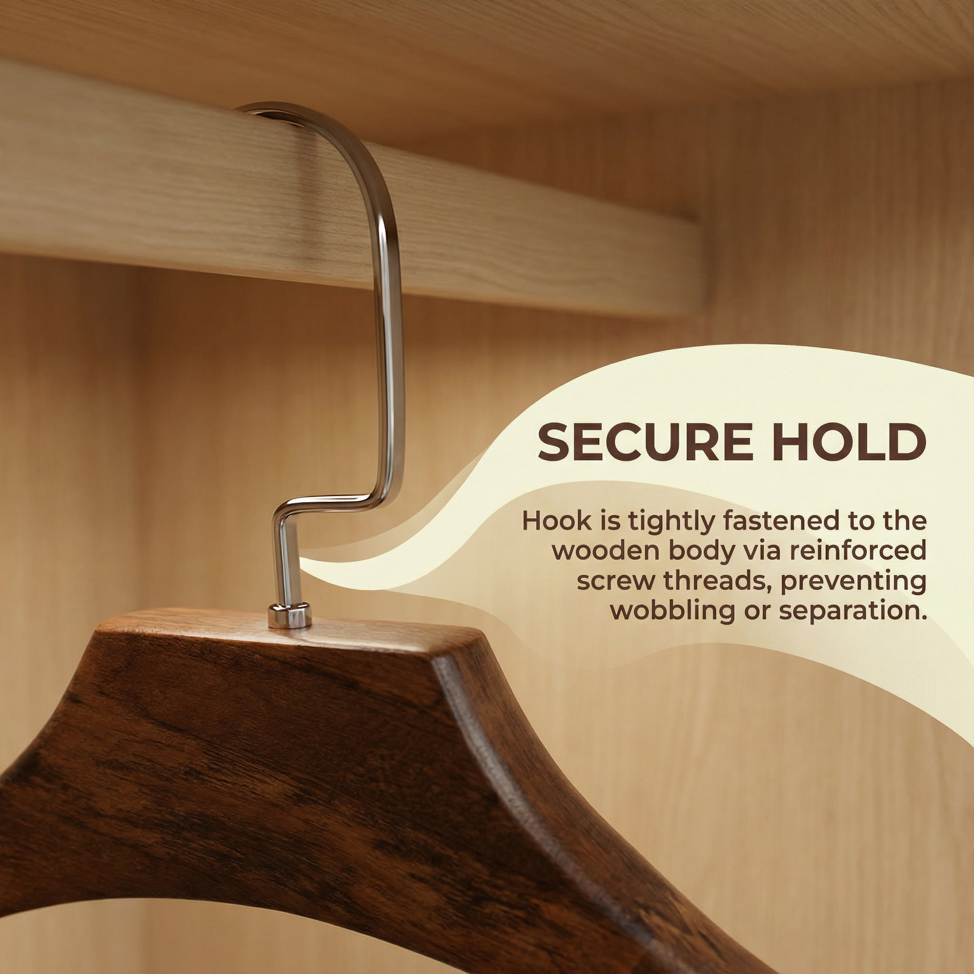 Unique Bargains 2Pcs Durable Wood Space Saving Clothes Hangers Retro