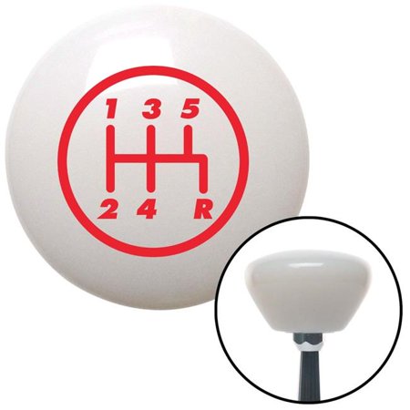 American Shifter Red 5 Speed Shift Pattern - 5RDR White Retro Shift Knob with M16 x 1.5 Insert Auto Brody