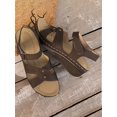 thumbnail image 3 of Women'S Stylish Coffee Colored Comfortable Peep Toe Hollow Out Big Size One Foot Buckle Strap Slip On Wedge Heel Thick Bottom Sandals, 3 of 3