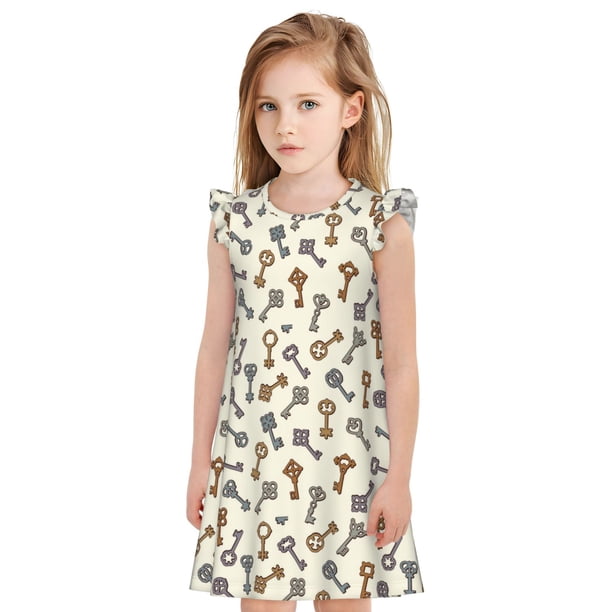 Balery Keys1 Camisón de princesa para niñas, pijama de algodón con mangas abullonadas, suave y bonito.-Small