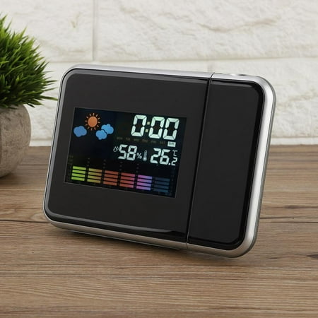 

Tebru LED Weather Projector Digital Calendar Digital LED Weather Forecast Projector Calendar Humidity Display Alarm Clock