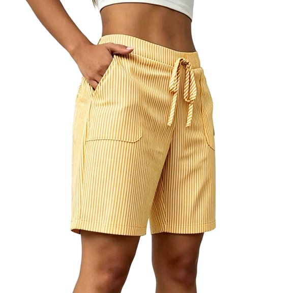 Long Shorts For Women Loose Fit Everyday Shorts with Drawstring Waist And Easy Pairing for Warm Days Weekend Wear Womens Shorts
