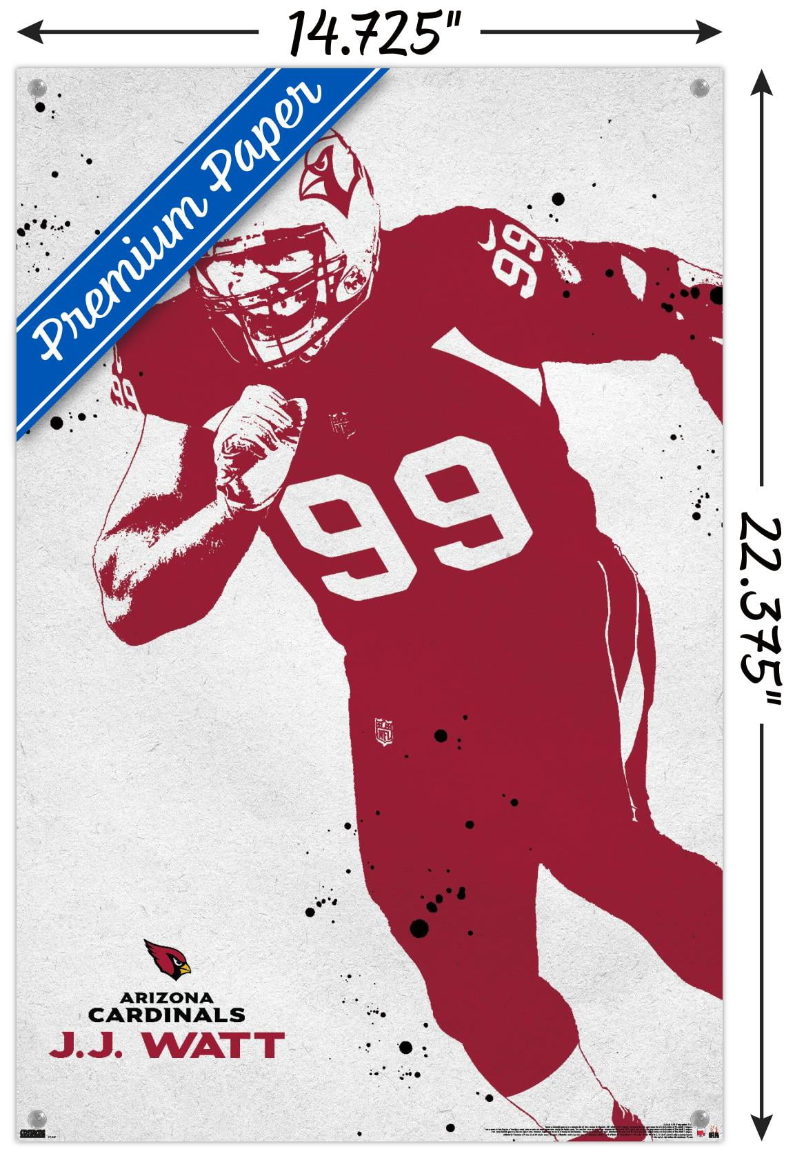 NFL Arizona Cardinals - J.J. Watt 21 Wall Poster, 14.725 x 22.375 