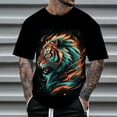 thumbnail image 2 of Men's T-shirt Tiger Printed Short Sleeve Crew Neck Loose Casual Fashionable Tees Male's top Simple Leisure Versatile, 2 of 4