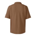 thumbnail image 6 of Women Pocket Lapel Short Sleeve Polo Shirt, Loose Side Slit Double Yarn Polyester Casual Button Top(KhakiM), 6 of 7