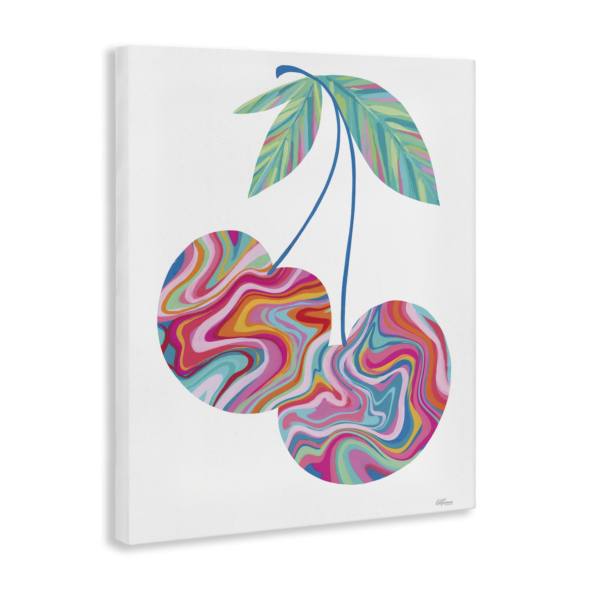 Stupell Industries Groovy Waves Cherries Food & Beverage Painting Gallery Wrapped Canvas Art Print Wall Art, 36 x 48