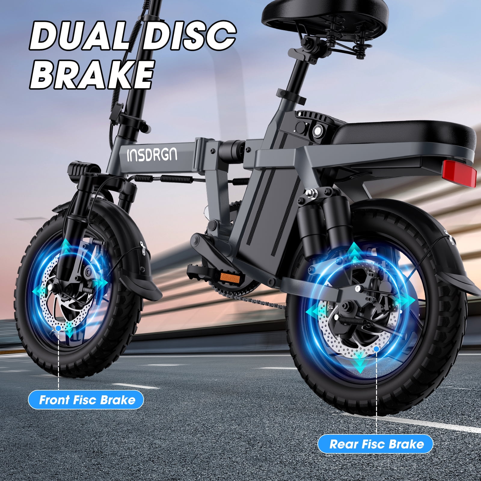 INSDRGN Folding Electric Bike for Teenager and Adults, 10.4AH 48V Battery 14" Electric Bike 500W Motor, 28 Miles Range, Mini Ebike for City Commuter, UL2849