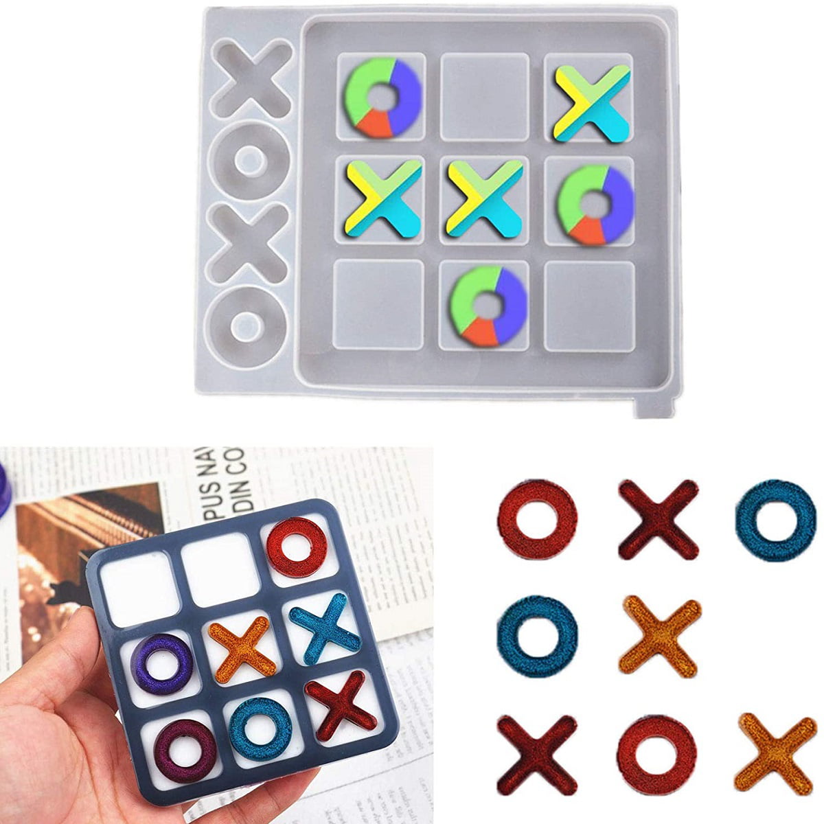 Resin Casting Tic Tac Toe Game Mold XO Silicone Resin Mold Jewelry Make 