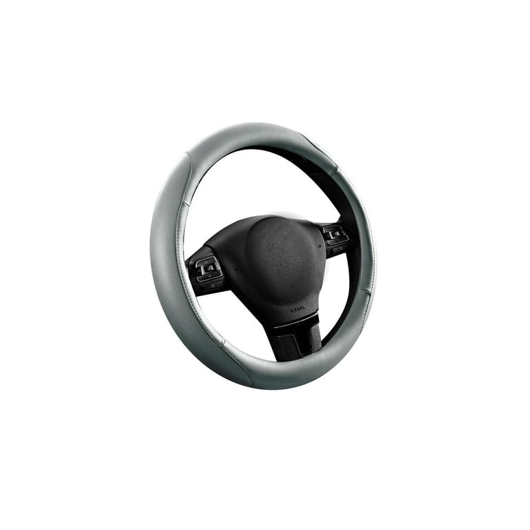 Auto Drive Perforated Faux Leather Steering Wheel Cover, Grey photo 1
