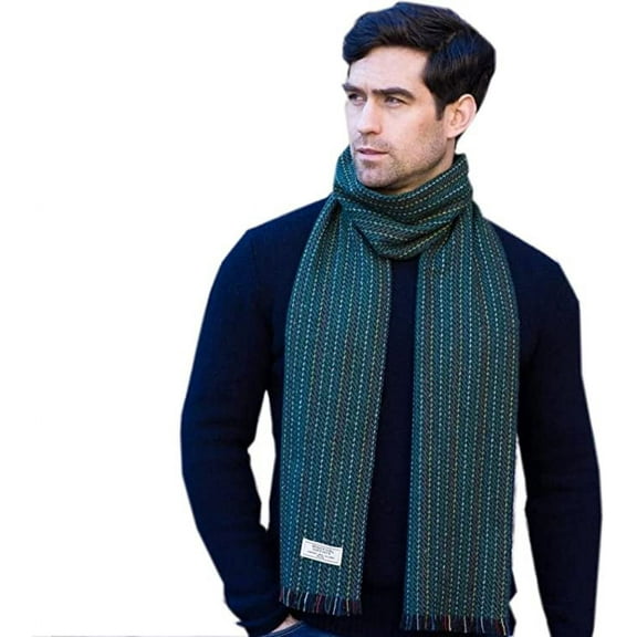 Soft Donegal Men’s Dark Green Tweed Scarf For Men One Size Made By Mucros Weavers