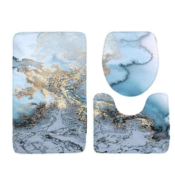 Yuarrent 3x alfombra de contorno de arte moderno, cubierta de tapa de inodoro, juego de alfombras de baño duraderas y elegantes, respetuosas Juegos de accesorios de baño Y181009-C008