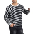 thumbnail image 4 of Camiseta de rayas INSPIRE CHIC Edición para hombres, cuello redondo, de manga larga, básica, talla 2XL, negra y gris, 4 of 6