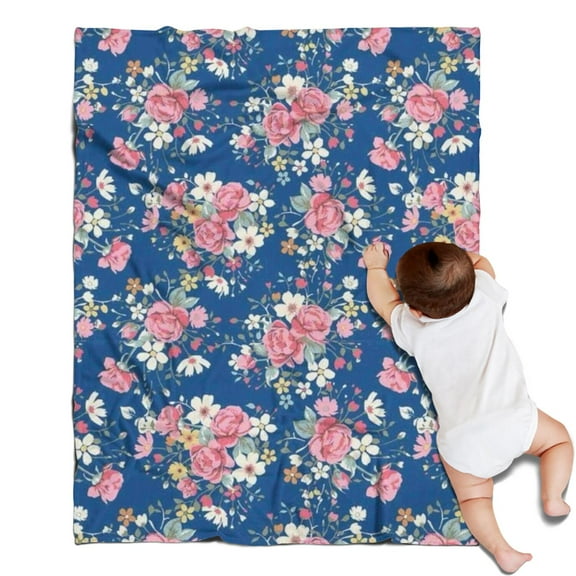 Pioneer Flower Floral Print Pattern Blanket,Comfortable Soft Flannel Throw Blanket,All Season,Warm Lightweight Blankets for Sofa Bed Couch Living Room Chair,30"x40"