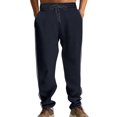 thumbnail image 5 of GrmtClth Men's Soft Corduroy Straight Leg Pants Adjustable Drawcord Waist American Retro Lounge Street Daily Trousers Navy S, 5 of 5