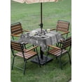 thumbnail image 4 of Outdoor Tablecloths with Umbrella Hole & Zipper, Nautical Anchor 54x54 Inch Square Tablecloths, Rudder Stars Retro Black Grey Wooden Grain Waterproof Table Cloth, Patio/Pool/Picnic Table Covers, 4 of 8